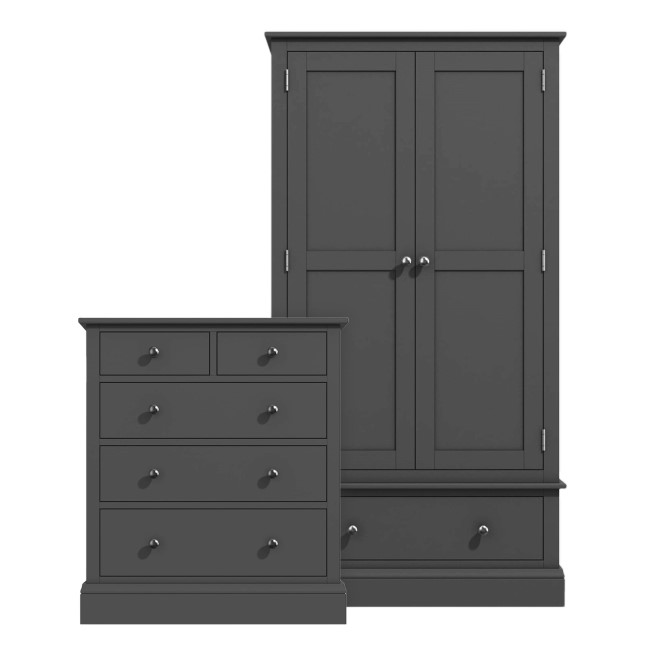 Grey Wardrobe and Chest of Drawers Set Harper Furniture123