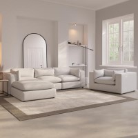 Corner Sofa and Love Seat Set in Beige Boucle - Hudson