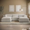 BUN/HSN001/93555 Beige Boucle U-Shaped Sofa - Hudson