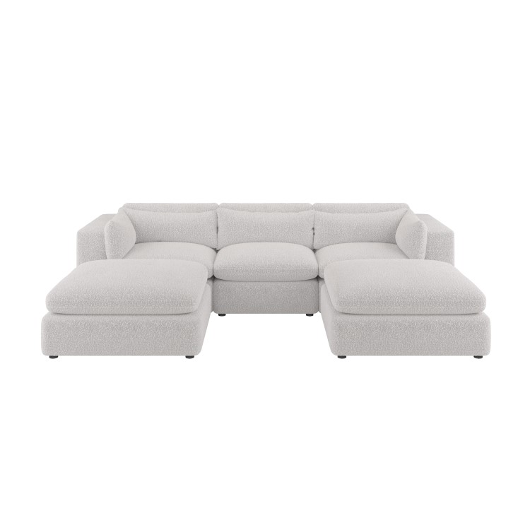 Beige Boucle U-Shaped Sofa - Hudson