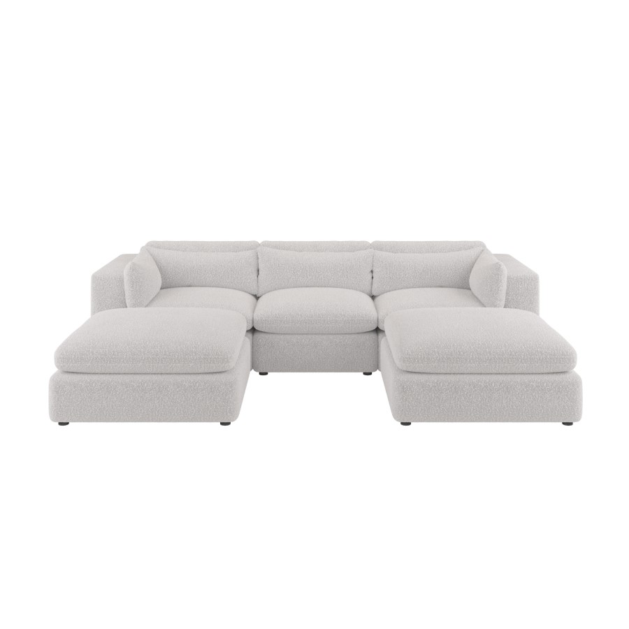 Beige Boucle U-Shaped Sofa - Hudson