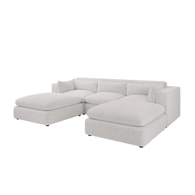 Beige Boucle U-Shaped Sofa - Hudson