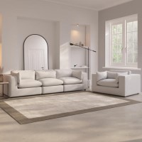 4 Seater Sofa and Love Seat Set in Beige Boucle - Hudson