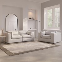 3 Seater Sofa and Love Seat Set in Beige Boucle - Hudson