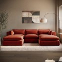 BUN/HSN004/93554 Burnt Orange Velvet U-Shaped Sofa - Hudson