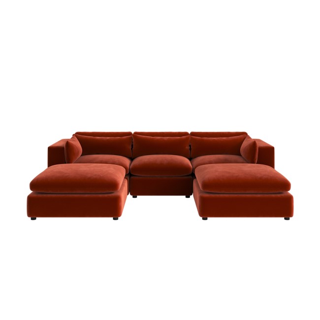 Burnt Orange Velvet U-Shaped Sofa - Hudson