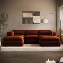 BUN/HSN004S/103512 Burnt Orange Velvet 5 Seater U-Shape Sofa - Hudson