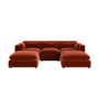 Burnt Orange Velvet 5 Seater U-Shape Sofa - Hudson