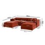 Burnt Orange Velvet 5 Seater U-Shape Sofa - Hudson