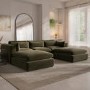 Green Velvet U-Shaped Sofa - Hudson