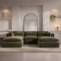 Green Velvet U-Shaped Sofa - Hudson