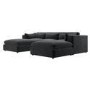 Charcoal Velvet Reversible 4 Seater Chaise Corner Sofa with Footstools - Hudson
