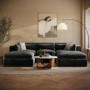 Charcoal Velvet Reversible 4 Seater Chaise Corner Sofa with Footstools - Hudson