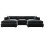Charcoal Velvet Reversible 4 Seater Chaise Corner Sofa with Footstools - Hudson