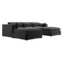 Charcoal Velvet Reversible 4 Seater Chaise Corner Sofa with Footstools - Hudson