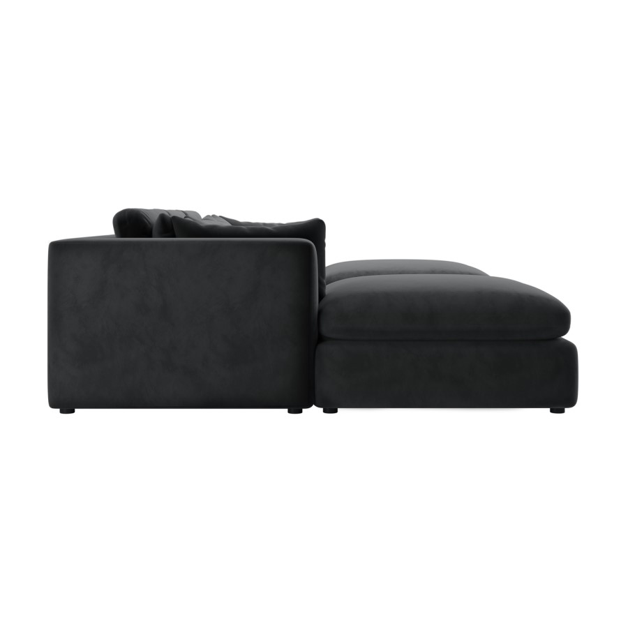 Charcoal Velvet Reversible 4 Seater Chaise Corner Sofa with Footstools - Hudson