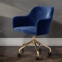 Walnut Desk with Hairpin Legs and Blue Velvet Office Chair Set - Inari - Marley