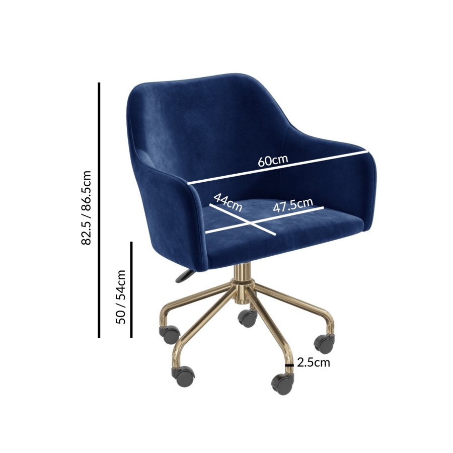 Walnut Desk with Hairpin Legs and Blue Velvet Office Chair Set - Inari - Marley