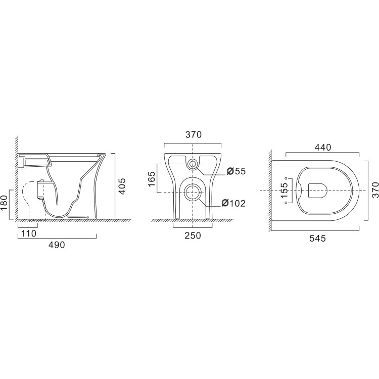 Back to Wall Rimless Toilet with Soft Close Seat - Indiana