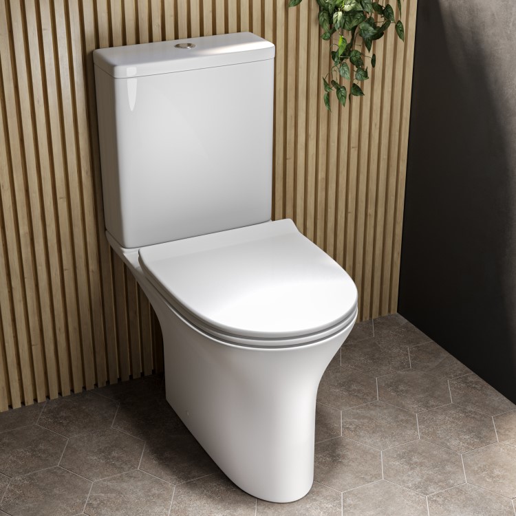 Close Coupled Rimless Open Back Toilet with Soft Close Seat - Indiana