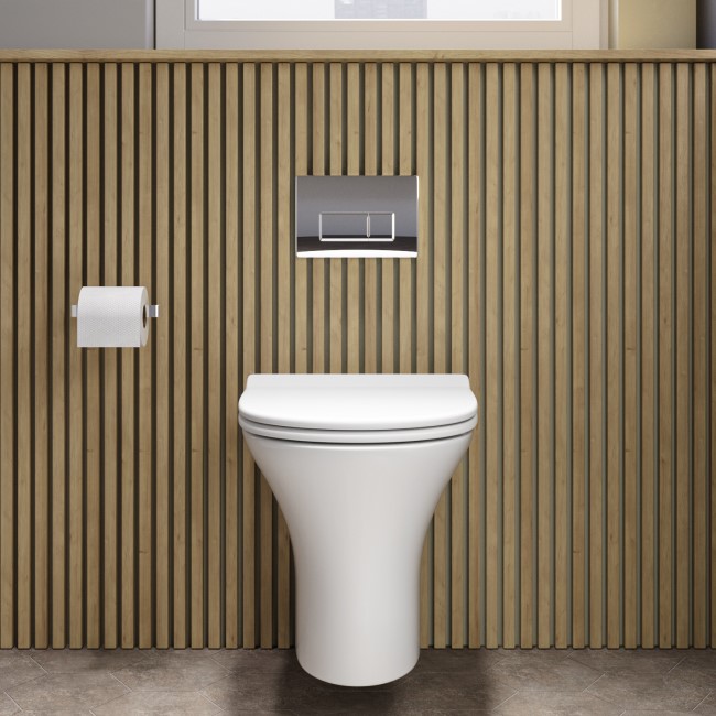 Indiana Wall Hung Toilet 820mm Pneumatic Frame & Cistern & Chrome Flush Plate