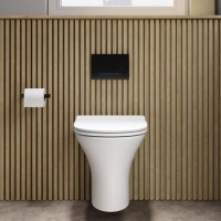 Indiana Wall Hung Toilet 820mm Pneumatic Frame & Cistern & Black Flush Plate