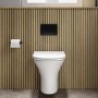 Indiana Wall Hung Toilet 820mm Pneumatic Frame & Cistern & Black Flush Plate
