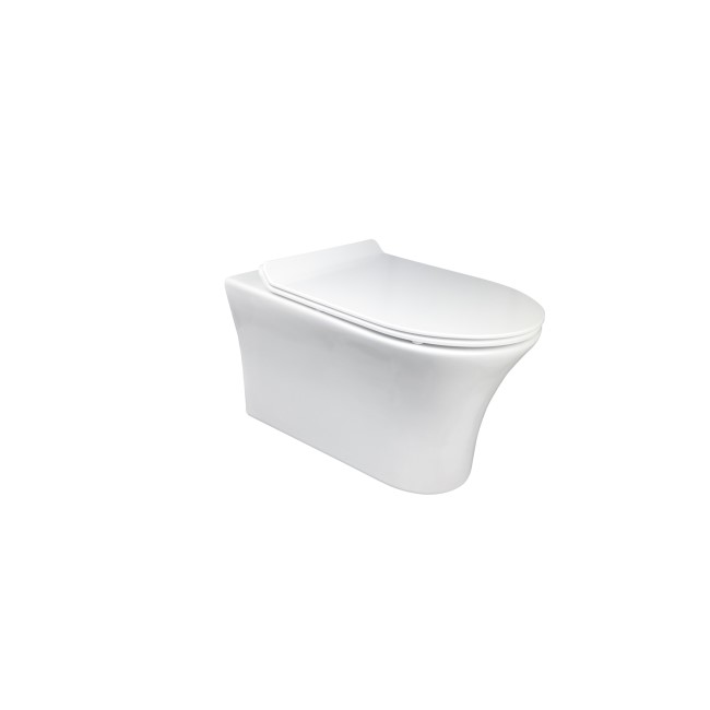 Indiana Wall Hung Toilet 820mm Pneumatic Frame & Cistern & Brushed Brass Flush Plate