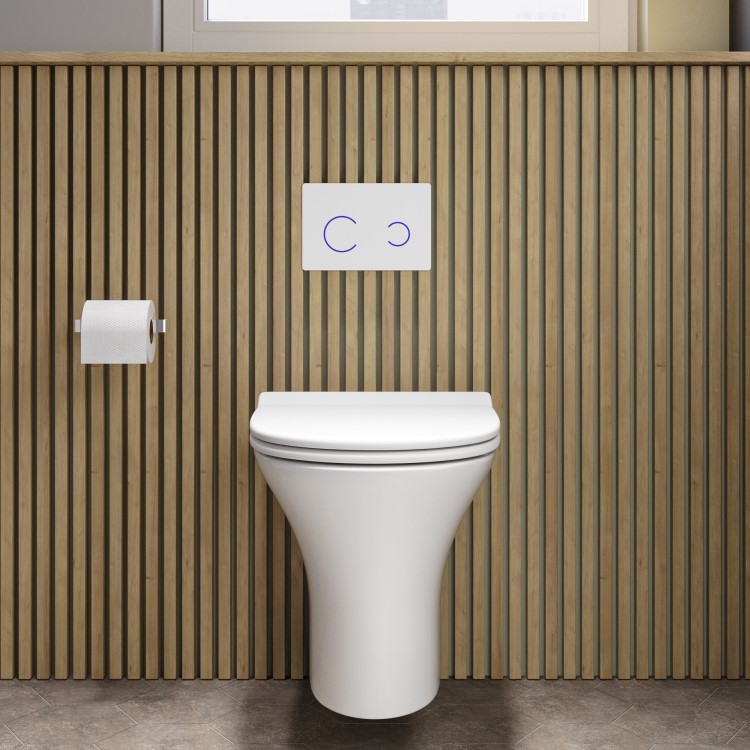 Indiana Wall Hung Toilet 820mm Pneumatic Frame & Cistern & White Glass Flush Plate