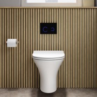 Indiana Wall Hung Toilet 820mm Pneumatic Frame & Cistern & Black Glass Flush Plate