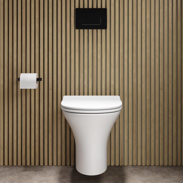 Indiana Wall Hung Toilet 1160mm Pneumatic Frame & Cistern & Black Flush Plate