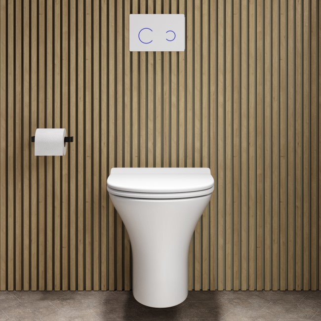 Indiana Wall Hung Toilet 1160mm Pneumatic Frame & Cistern & White Glass Flush Plate