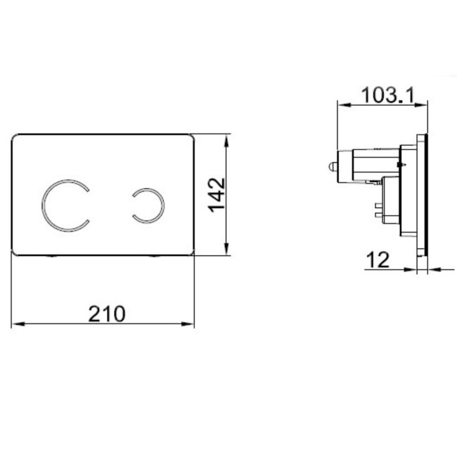 Albi Wall Hung Toilet 1160mm Pneumatic Frame & Cistern & Black Glass Flush Plate