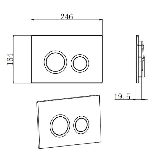 Albi Wall Hung Toilet 1160mm Mechanical WC Frame & Cistern & Brushed Brass Mechanical Flush Plate