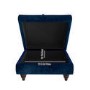Inez Large Velvet Ottoman Pouffe in Upholstered Navy Blue - Square