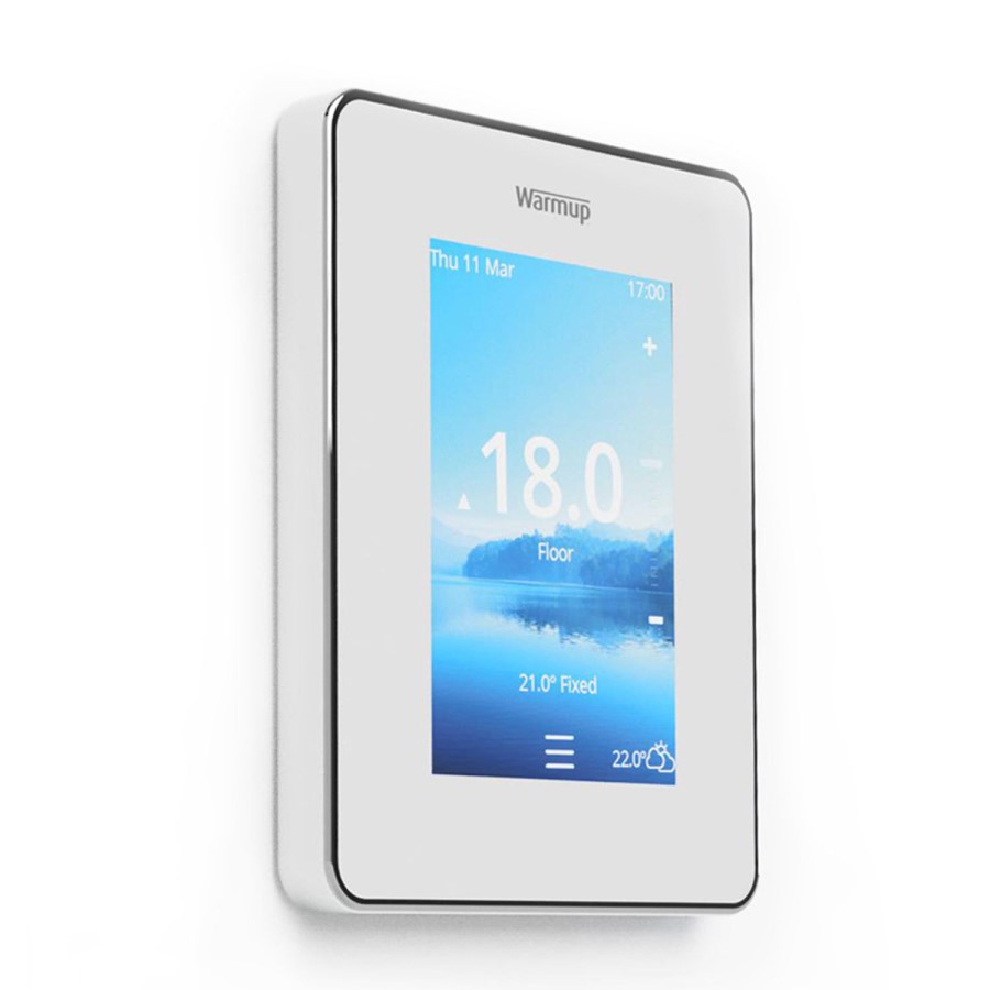 5sqm Electric Underfloor Heating Kit with 6iE WiFi Bright Porcelain Thermostat - Warmup Sticky Mat