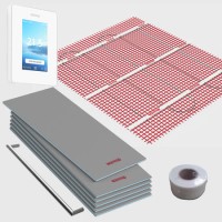 3sqm Electric Underfloor Heating Kit with 6iE WiFi Bright Porcelain Thermostat & Heated Towel Bar - Warmup Sticky Mat