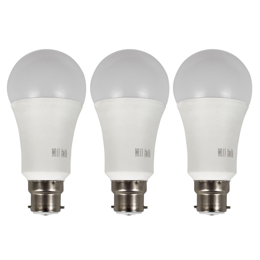 electriQ Smart Lighting Colour Wifi Bulb with B22 bayonet ending - Alexa & Google Home compatible - 3 Pack