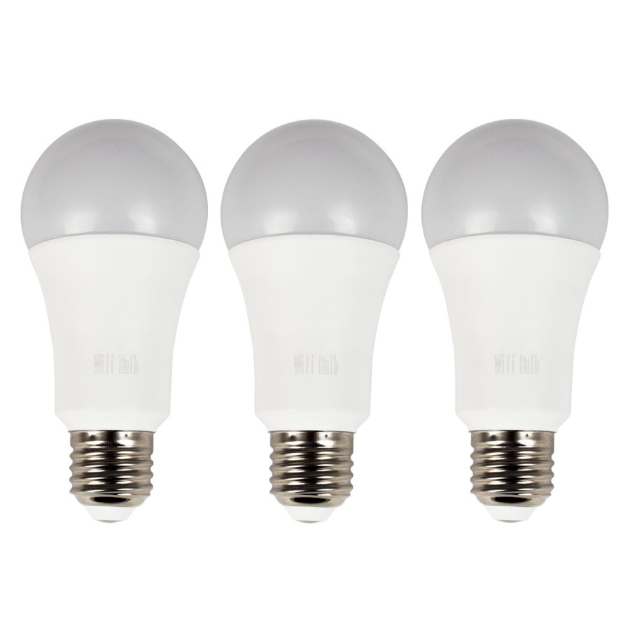 electriQ Smart Lighting Colour Wifi Bulb with E27 screw ending - Alexa & Google Home compatible - 3 Pack
