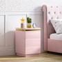 Kids Pink High Gloss 3 Drawer Bedside Table with Metallic Trim - Isabella