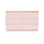 Kids Pink High Gloss Chest of 6 Drawers with Gold Detailing - Isabella 