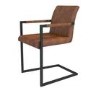 Industrial Dining Set with 6 Tan Faux Leather Dining Chairs