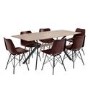 Industrial Dining Set with 6 Dark Leather Chairs & Wooden Table - Jaxon & Isaac