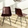 Industrial Dining Set with 6 Dark Leather Chairs & Wooden Table - Jaxon & Isaac