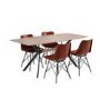 Industrial Dining Set with 4 Tan Leather Chairs & Wooden Table - Jaxon & Isaac