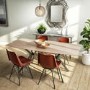 Industrial Dining Set with 4 Tan Leather Chairs & Wooden Table - Jaxon & Isaac