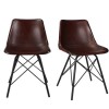 Industrial Dining Set with Retro Dark Red Leather Dining Chairs - Seats 4