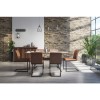 Industrial Dining Set with 6 Tan Faux Leather Chairs - Isaac