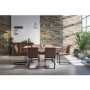 Industrial Dining Set with 6 Tan Faux Leather Chairs - Isaac