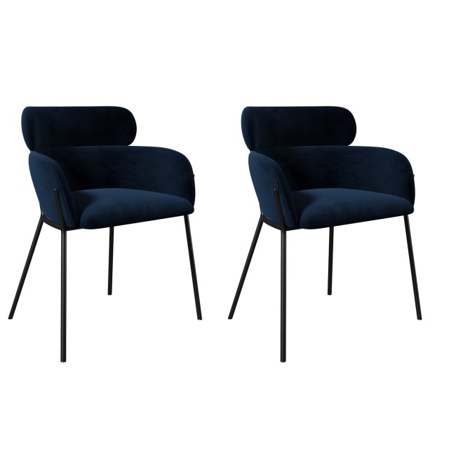 Set of 2 Navy Velvet Dining Chairs - Isla